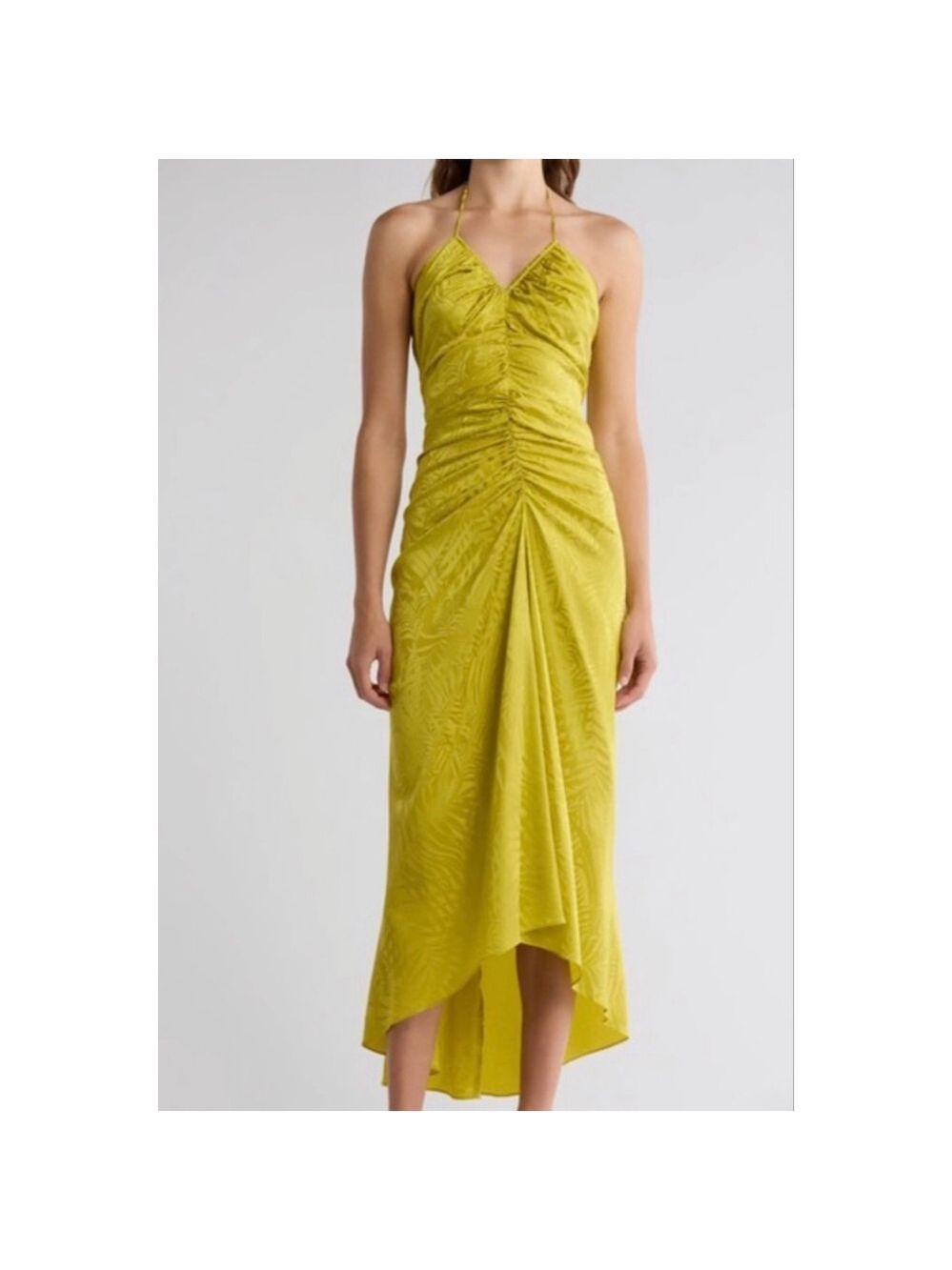 New Veronica Beard Lime Chartreuse High Low Halter Aldana Dress 10